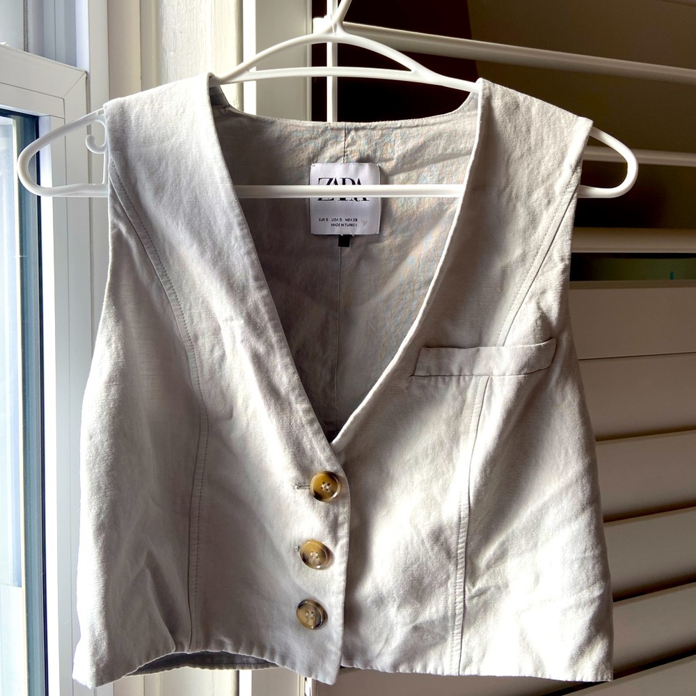Zara cropped vest grey